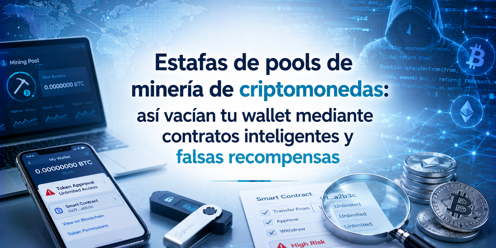 Estafas de pools de minería de criptomonedas: así vacían tu wallet mediante contratos inteligentes y falsas recompensas
