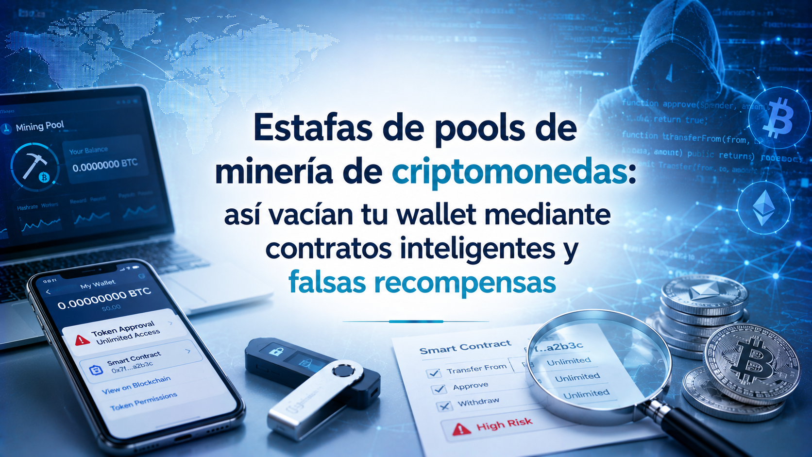 Estafas de pools de minería de criptomonedas: así vacían tu wallet mediante contratos inteligentes y falsas recompensas