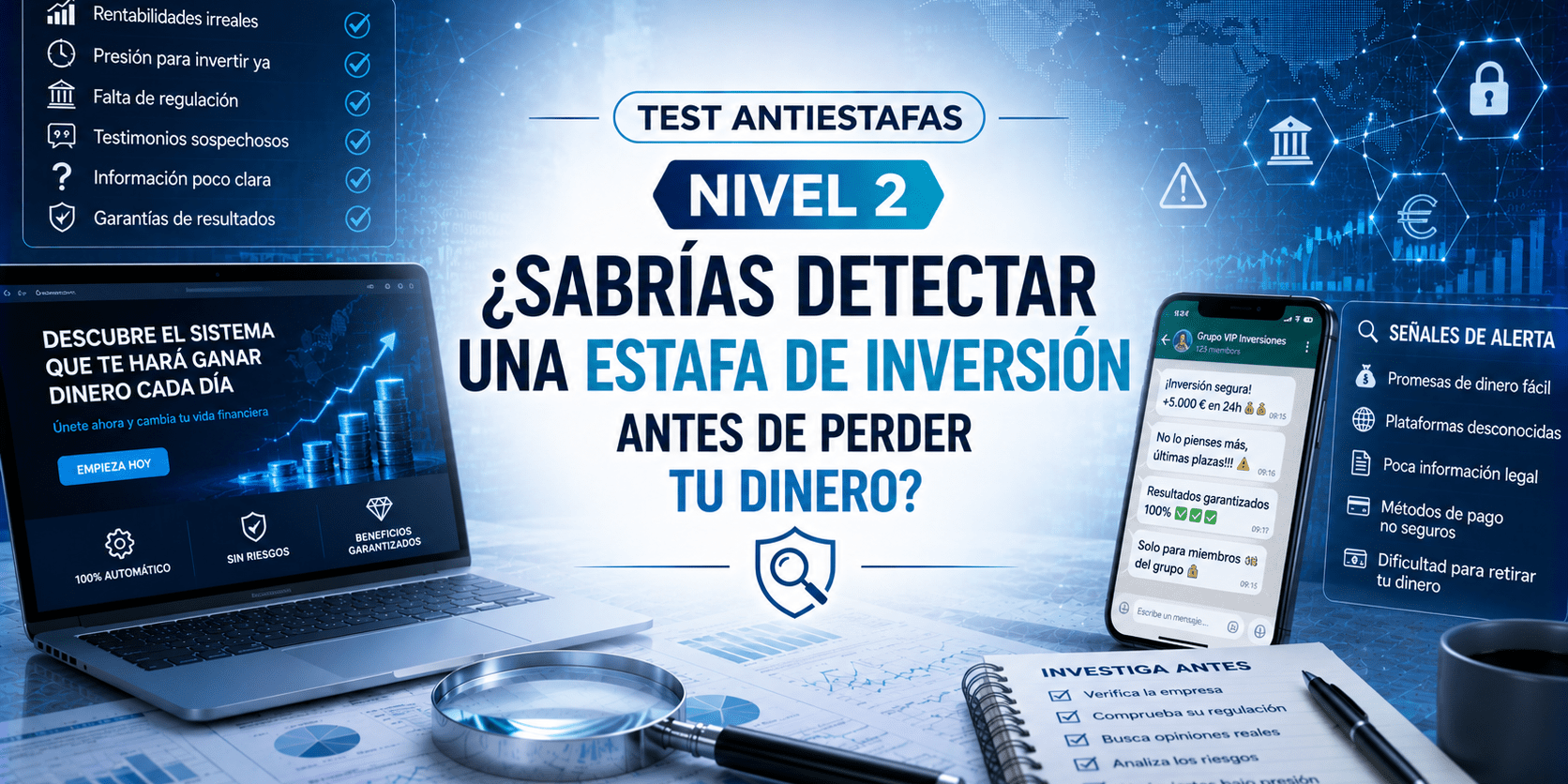 Test Antiestafas Nivel 2: ¿Sabrías detectar una estafa de inversión antes de perder tu dinero?