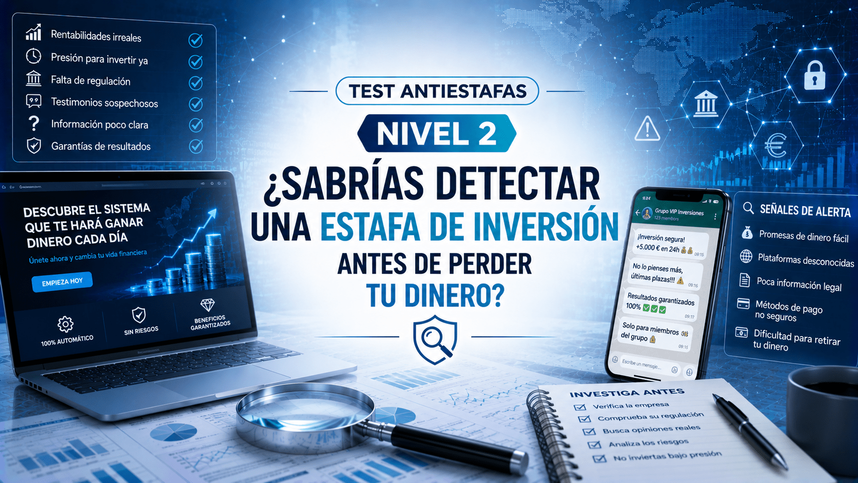 Test Antiestafas Nivel 2: ¿Sabrías detectar una estafa de inversión antes de perder tu dinero?