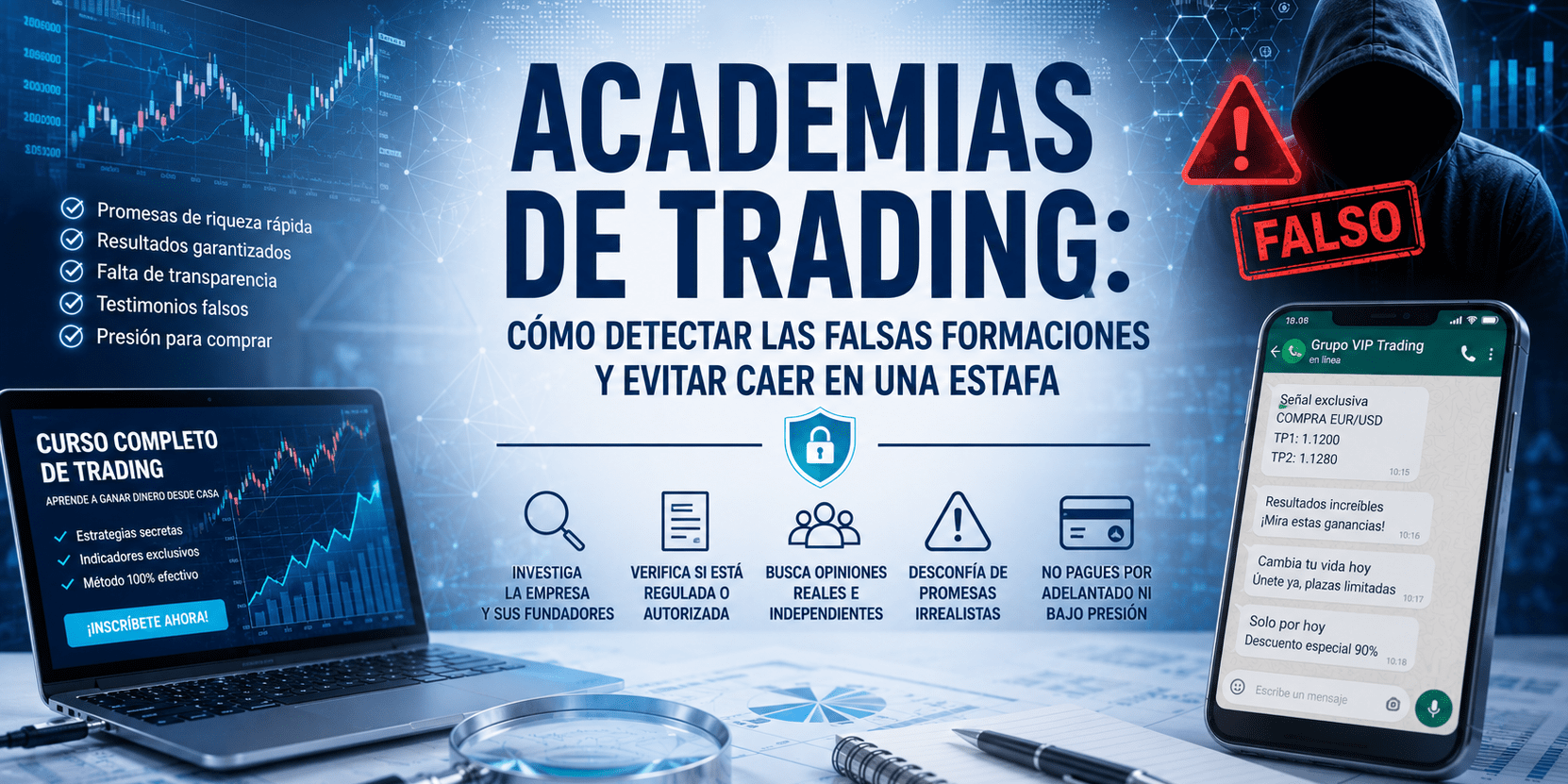 Academias de trading: cómo detectar las falsas formaciones y evitar caer en una estafa