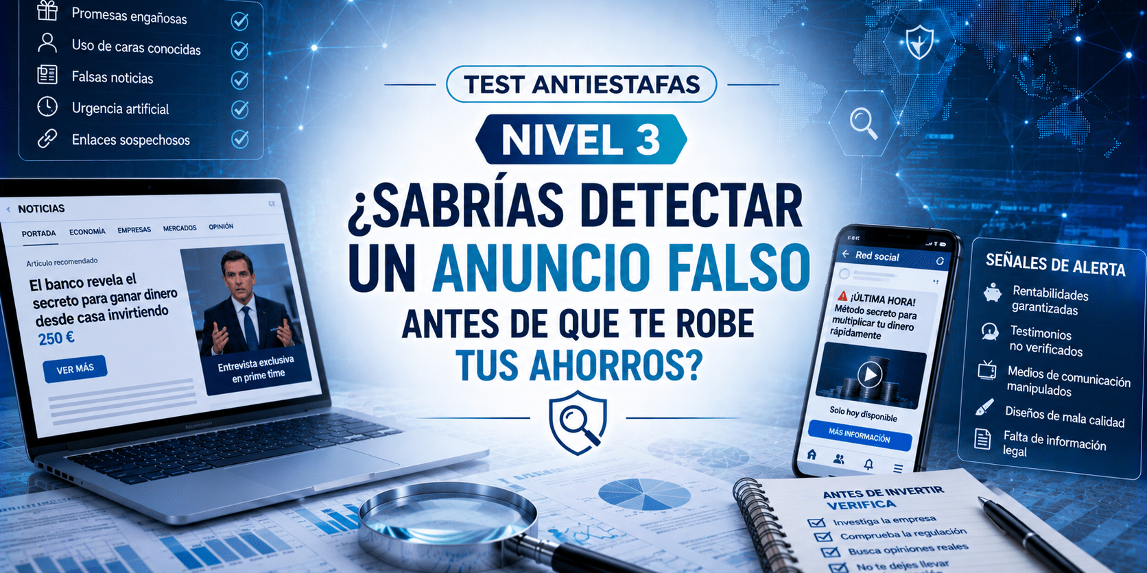 Test Antiestafas Nivel 3: ¿Sabrías detectar un anuncio falso antes de que te robe tus ahorros?