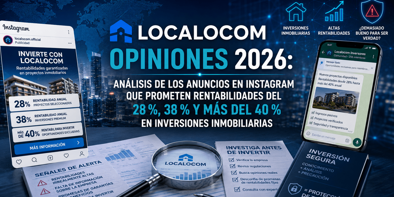 Localocom Opiniones 2026: análisis de los anuncios en Instagram que prometen rentabilidades del 28 %, 38 % y más del 40 % en inversiones inmobiliarias
