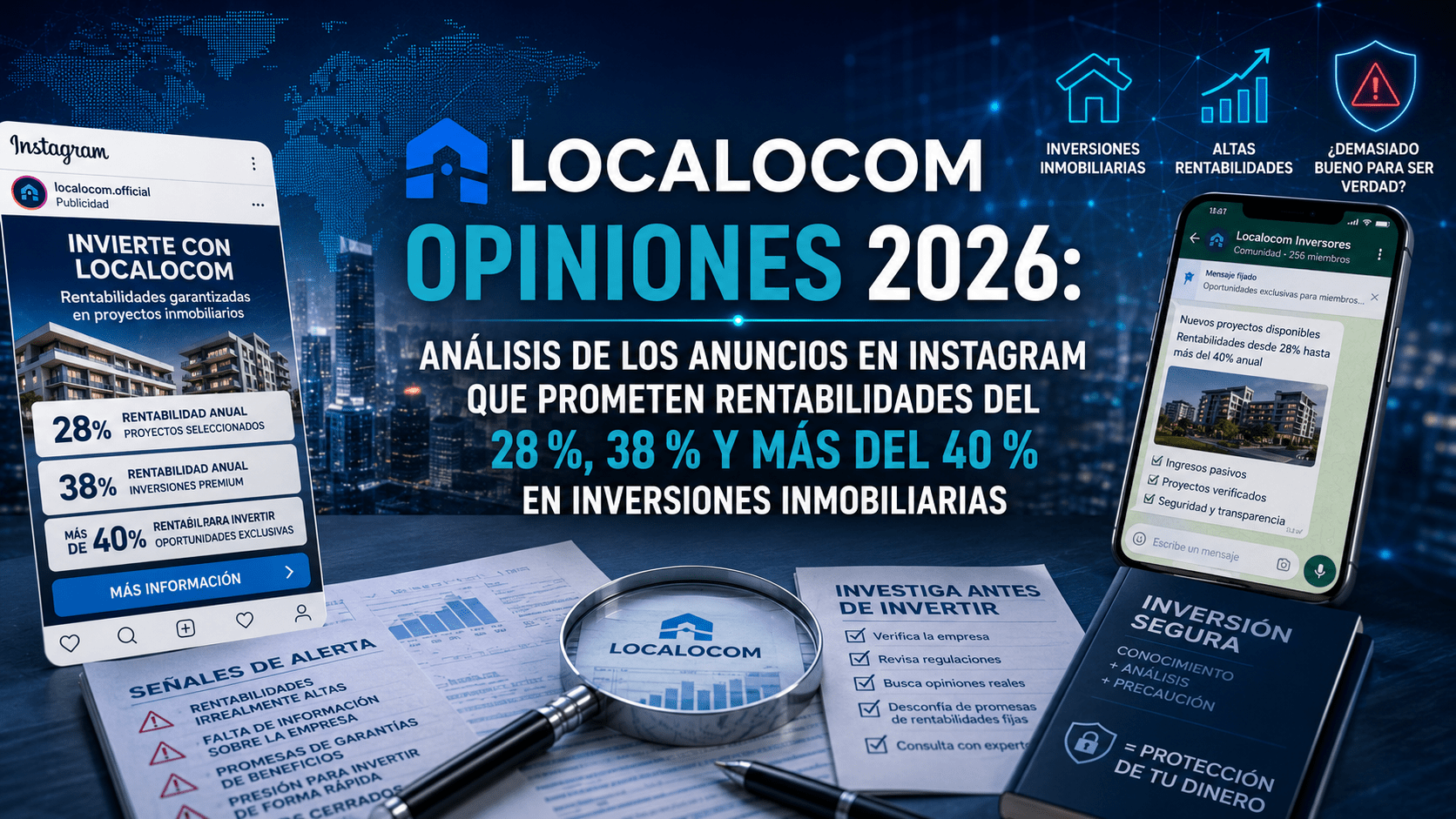 Localocom Opiniones 2026: análisis de los anuncios en Instagram que prometen rentabilidades del 28 %, 38 % y más del 40 % en inversiones inmobiliarias