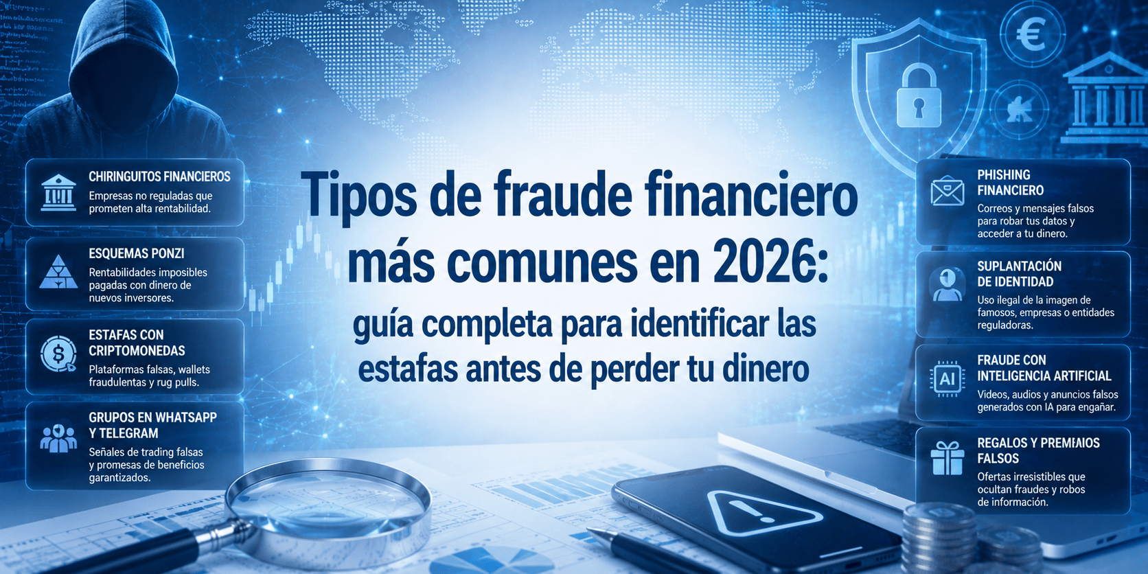 Tipos de fraude financiero más comunes en 2026: guía completa para identificar las estafas antes de perder tu dinero