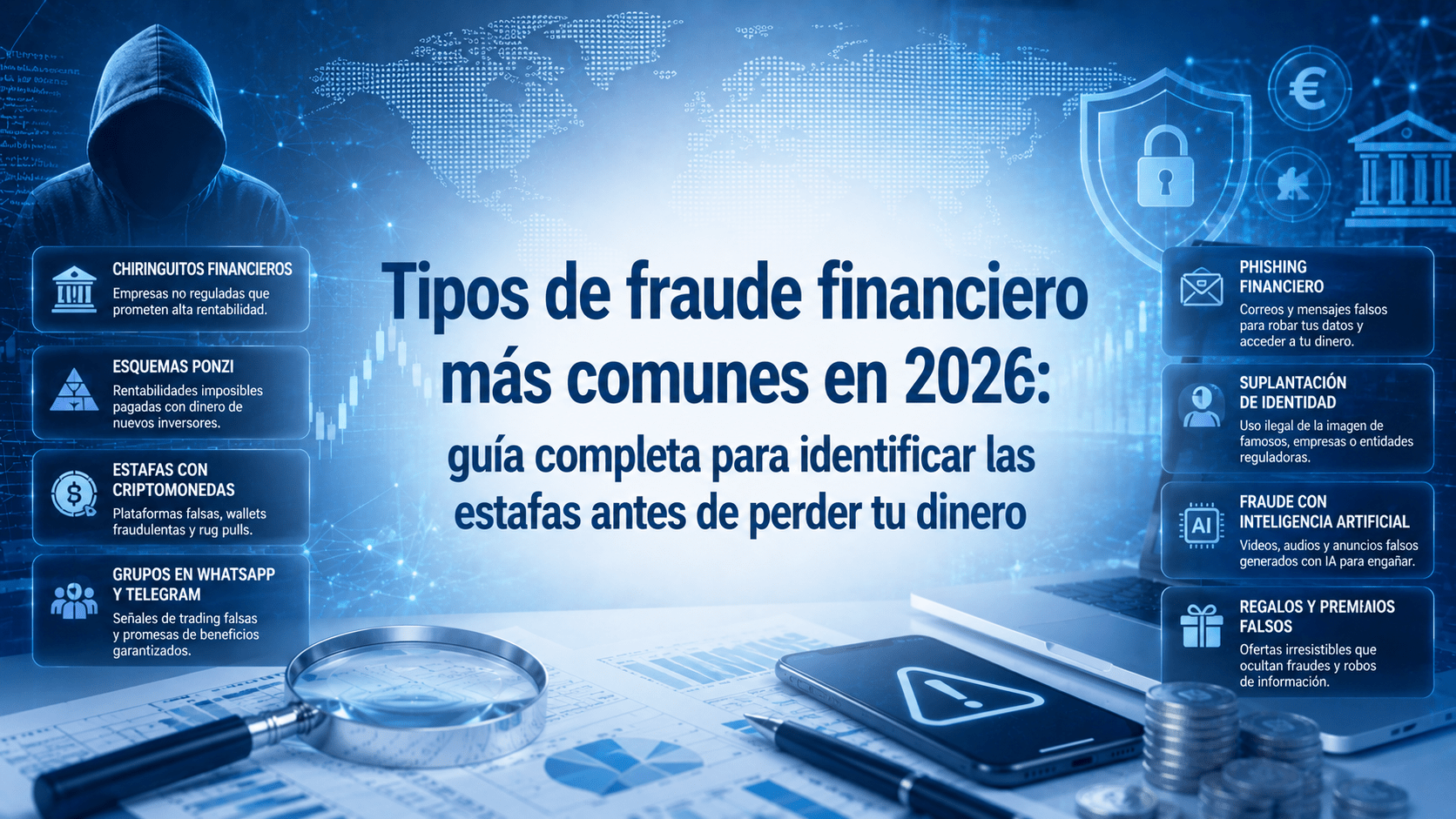 Tipos de fraude financiero más comunes en 2026: guía completa para identificar las estafas antes de perder tu dinero