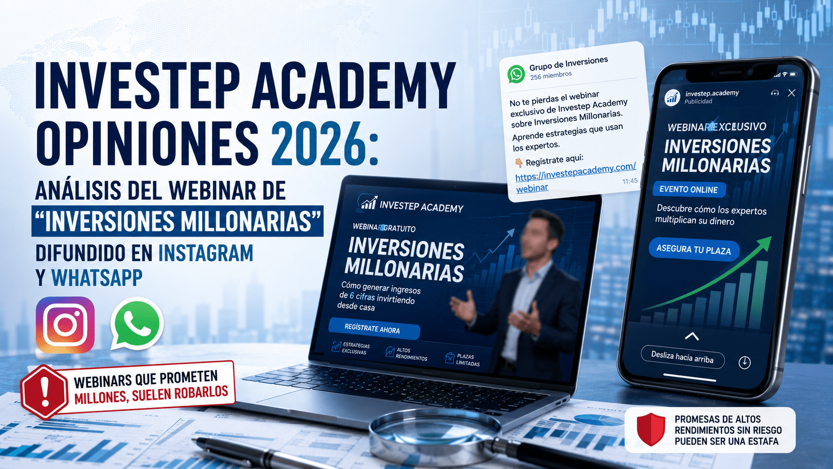 Investep Academy Opiniones 2026: análisis del webinar de «Inversiones Millonarias» difundido en Instagram y WhatsApp