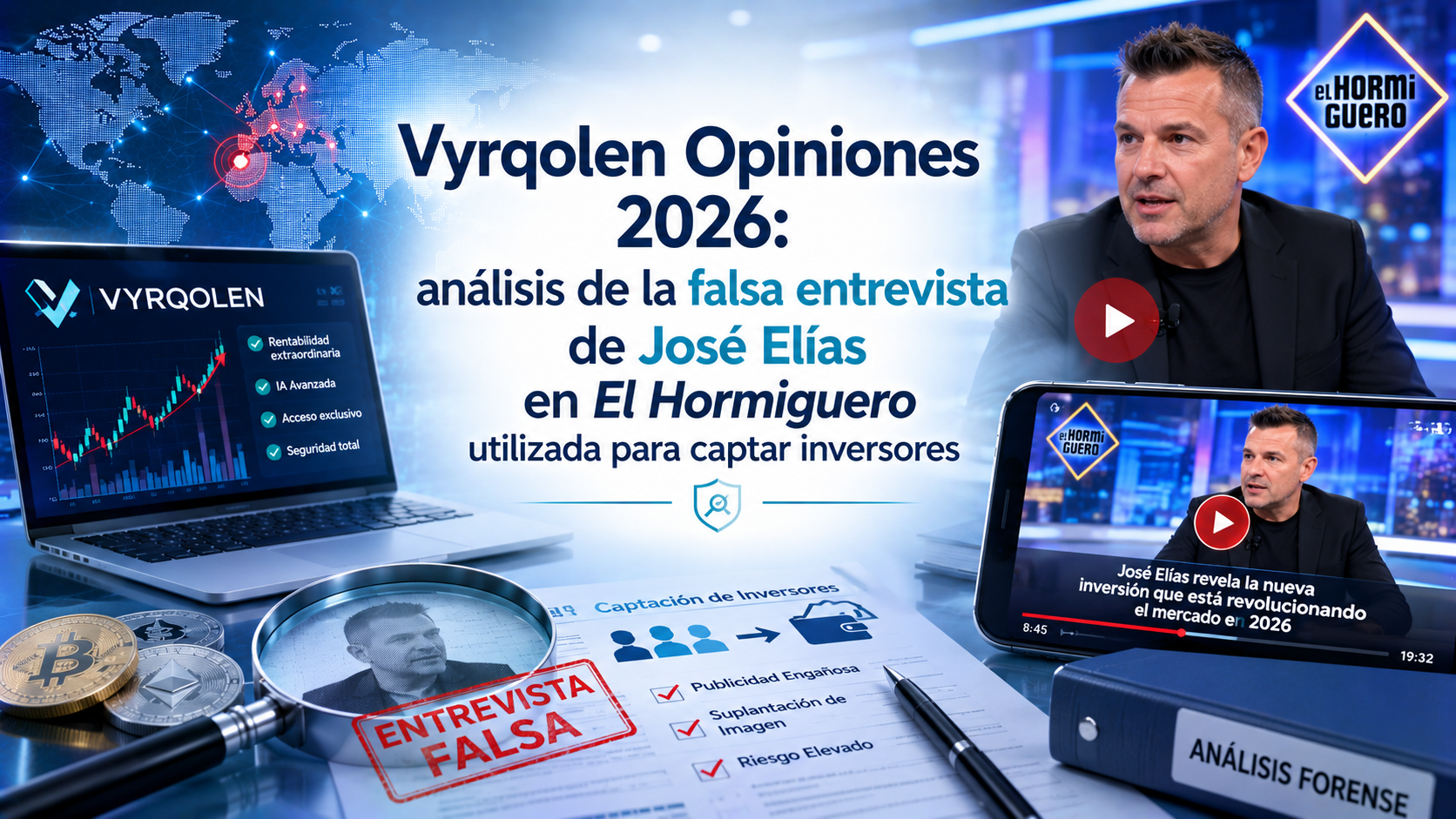 Vyrqolen Opiniones 2026: análisis de la falsa entrevista de José Elías en El Hormiguero utilizada para captar inversores