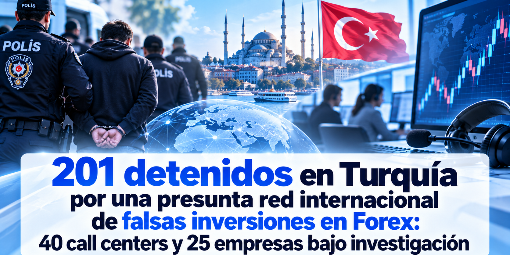 201 detenidos en Turquía por una presunta red internacional de falsas inversiones en Forex: 40 call centers y 25 empresas bajo investigación