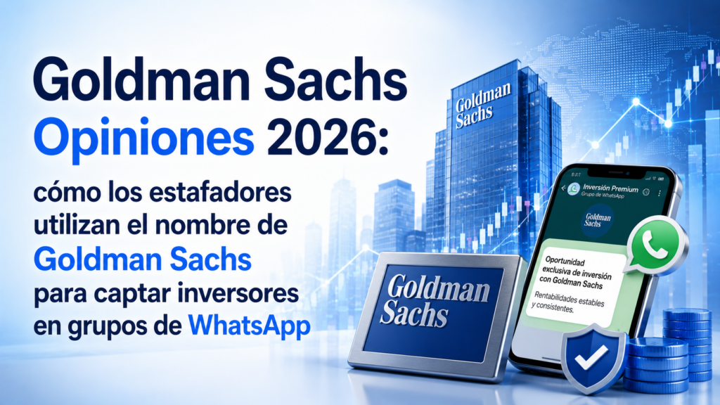 Goldman Sachs Opiniones 2026: cómo los estafadores utilizan el nombre de Goldman Sachs para captar inversores en grupos de WhatsApp