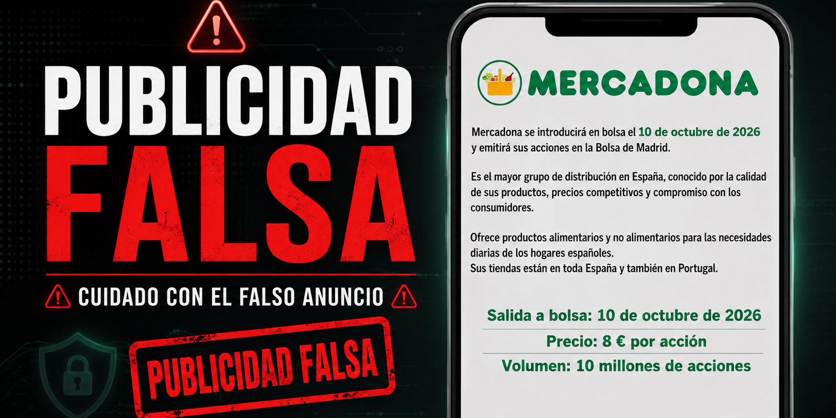 Mercadona Bolsa Opiniones 2026: la falsa salida a bolsa que utiliza la imagen de Mercadona para captar víctimas en WhatsApp