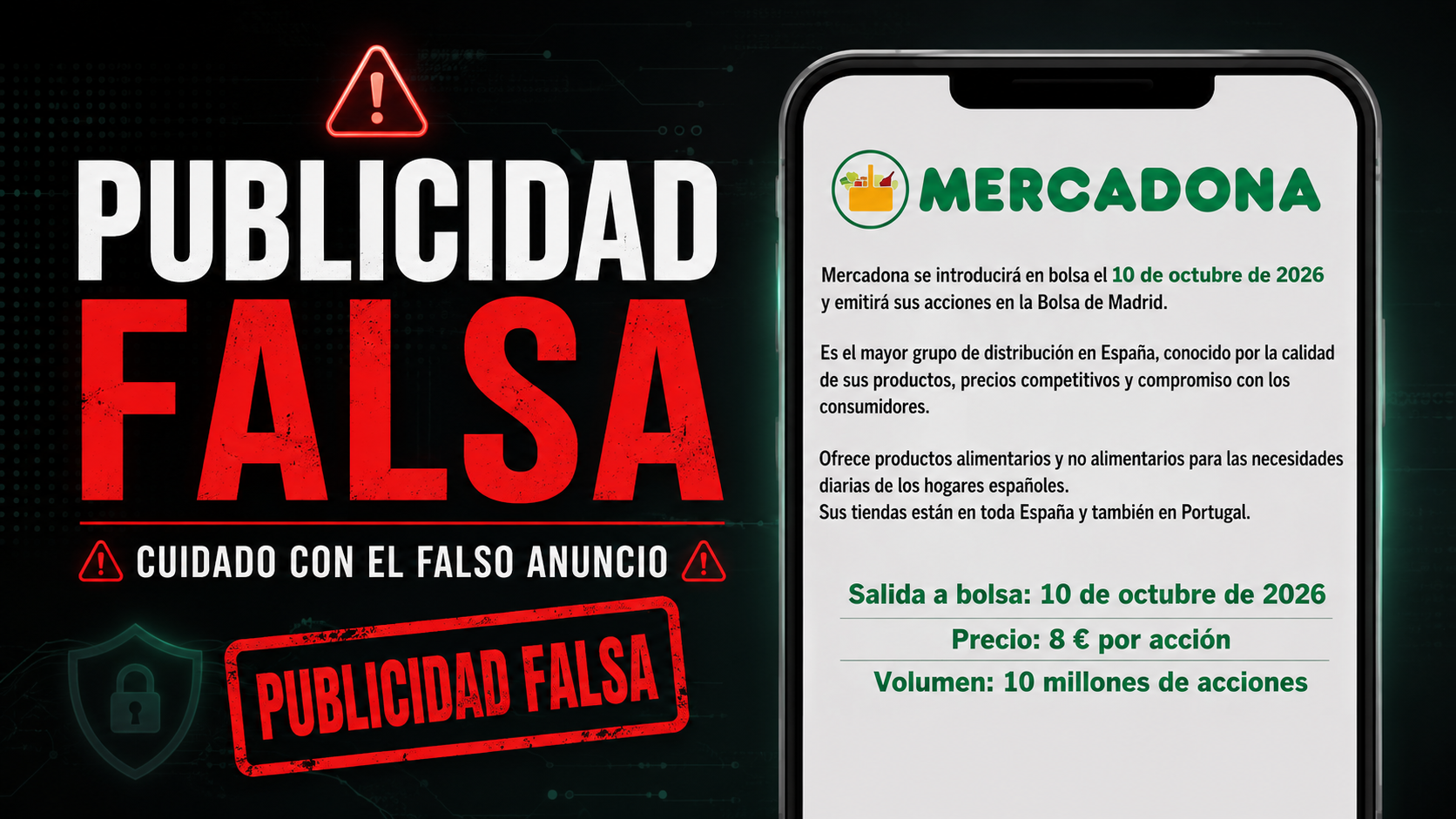 Mercadona Bolsa Opiniones 2026: la falsa salida a bolsa que utiliza la imagen de Mercadona para captar víctimas en WhatsApp
