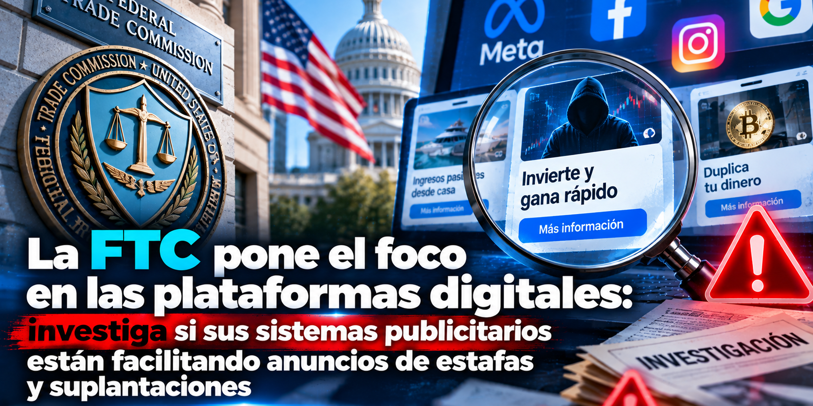 # La FTC pone el foco en las plataformas digitales: investiga si sus sistemas publicitarios están facilitando anuncios de estafas y suplantaciones