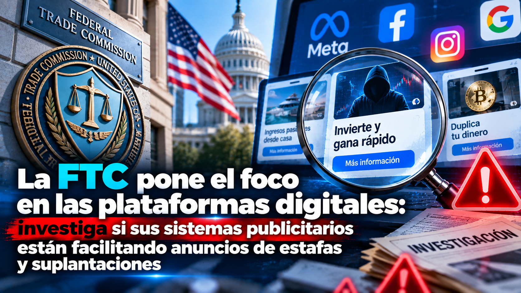 # La FTC pone el foco en las plataformas digitales: investiga si sus sistemas publicitarios están facilitando anuncios de estafas y suplantaciones