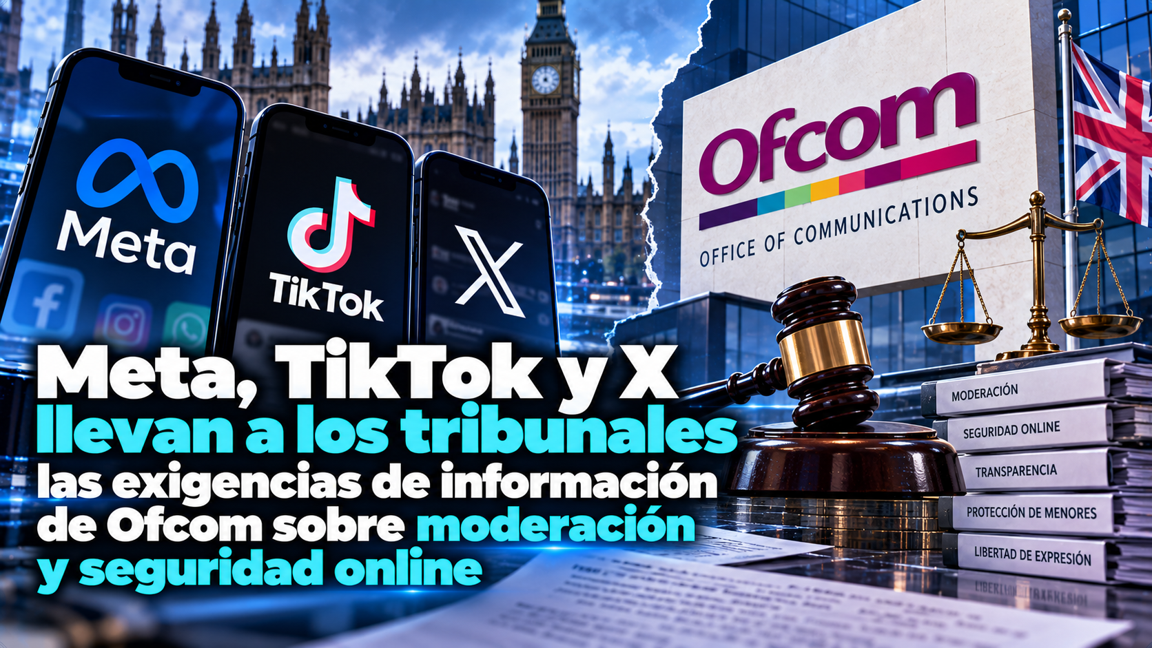 **Meta, TikTok y X llevan a los tribunales las exigencias de información de Ofcom sobre moderación y seguridad online**