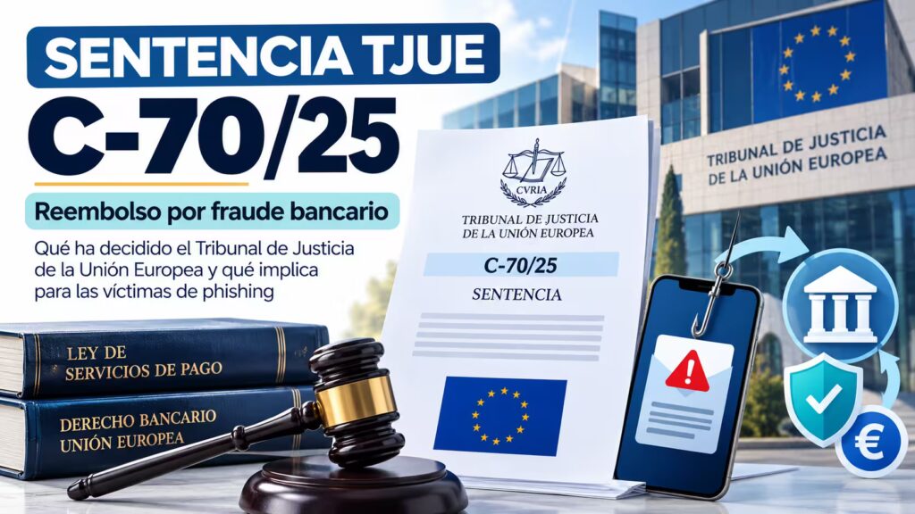 Sentencia del TJUE C-70/25 sobre el reembolso de operaciones bancarias no autorizadas y la protección de las víctimas de fraude por phishing.