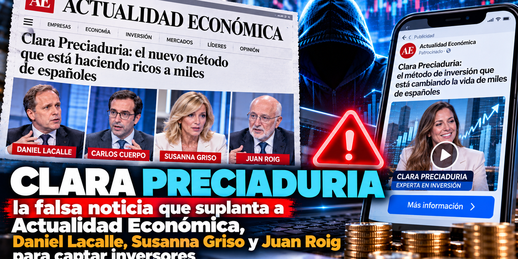 Clara Preciaduria: la falsa noticia que suplanta a Actualidad Económica, Daniel Lacalle, Susanna Griso y Juan Roig para captar inversores