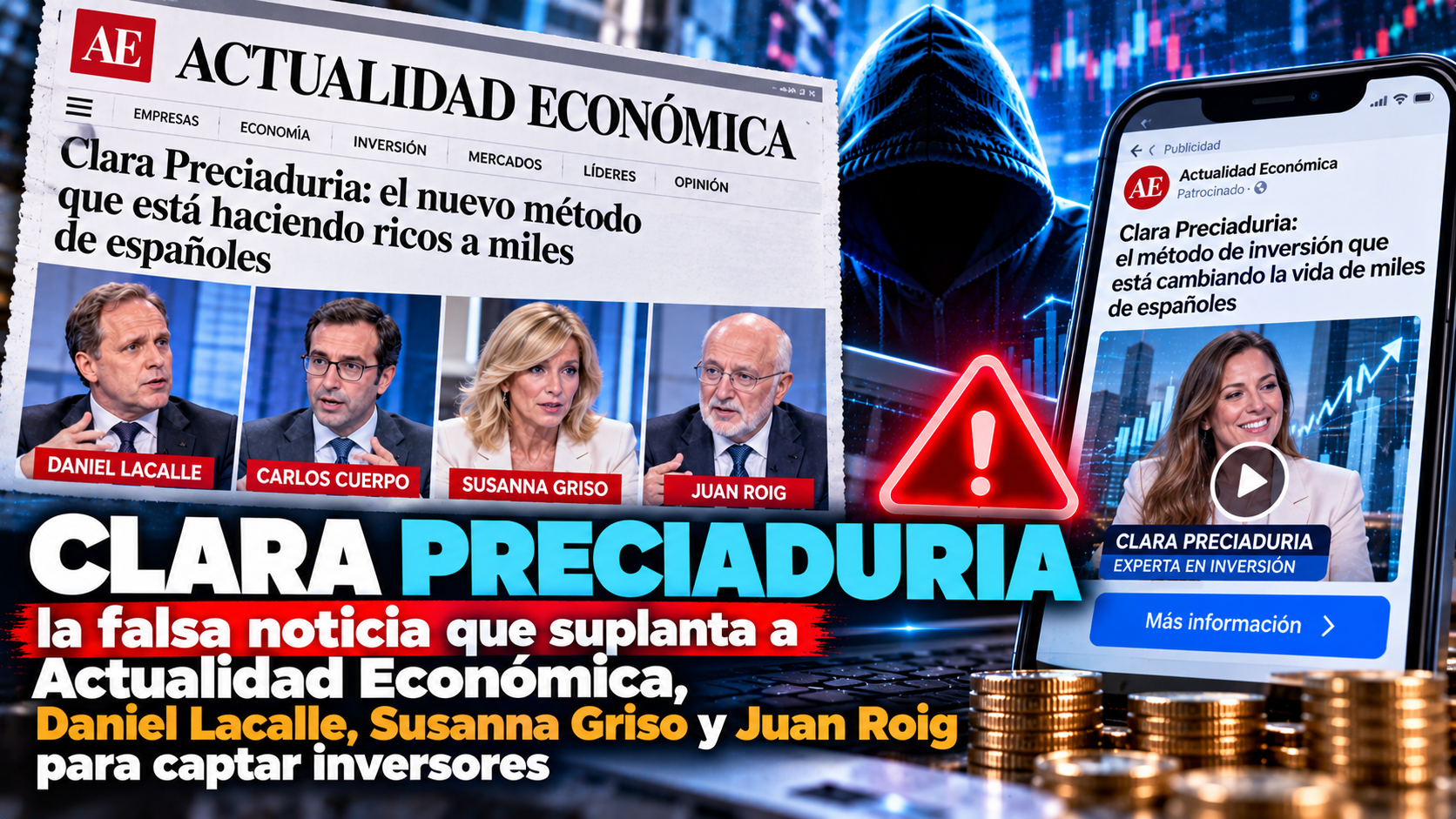Clara Preciaduria: la falsa noticia que suplanta a Actualidad Económica, Daniel Lacalle, Susanna Griso y Juan Roig para captar inversores